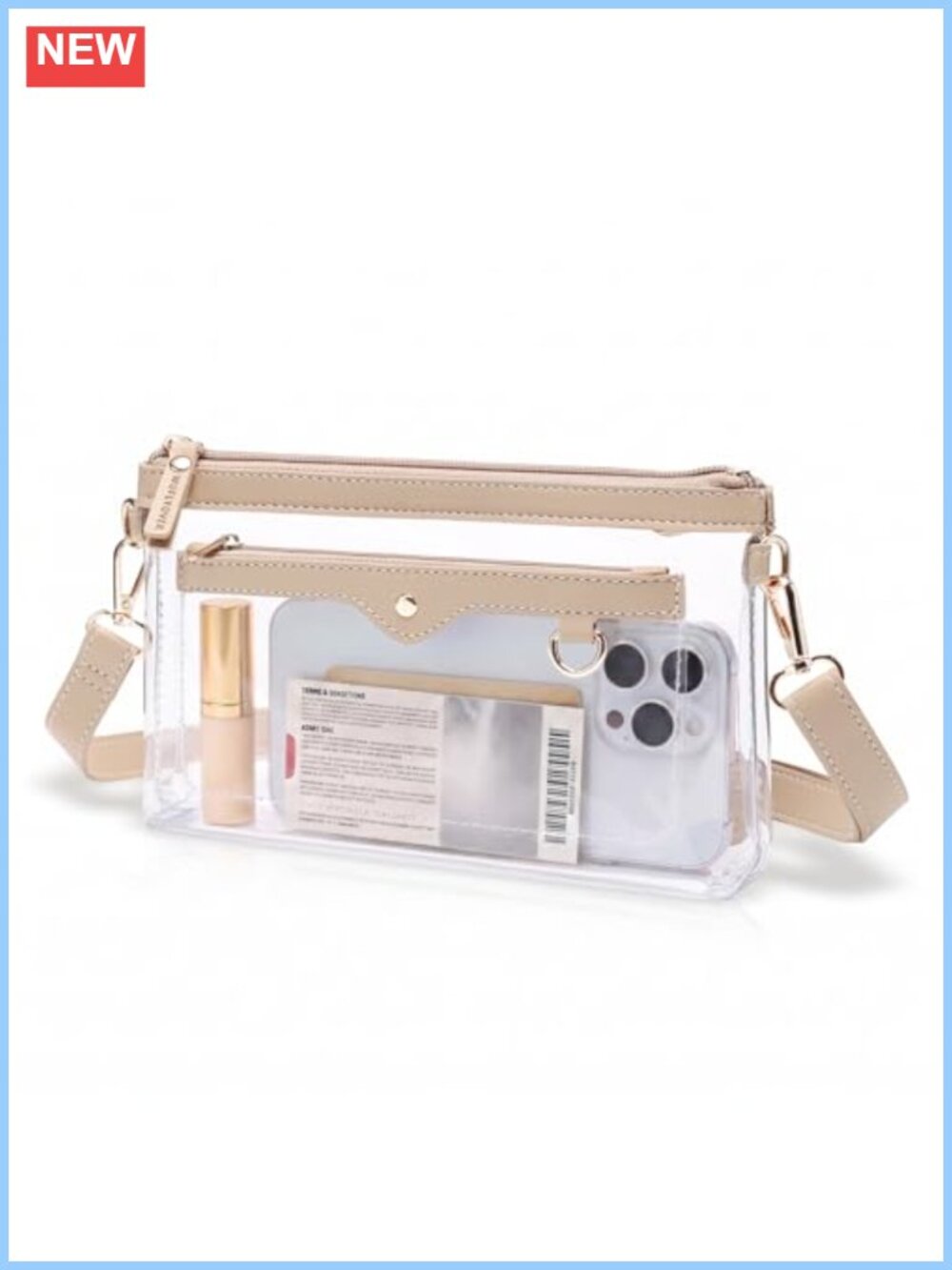 Clear PVC Crossbody Bag Stadium Approved Small Purse with Adjustable Strap